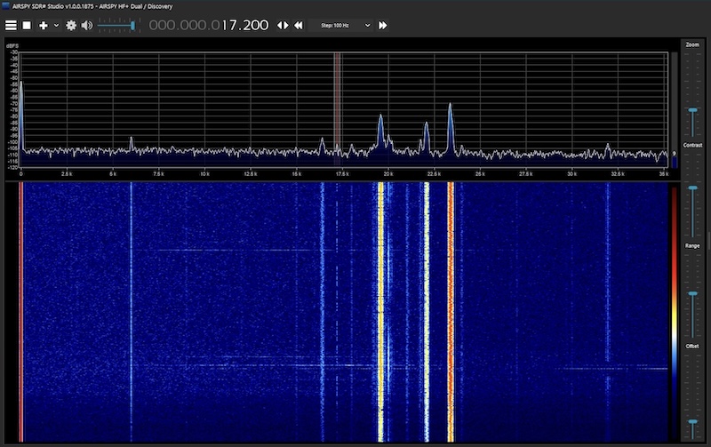 Screenshot of SDR# being used to receive SAQ on 17.2kHz