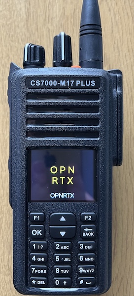A Connect Systems CS7000-M17 Plus radio showing the startup screen
