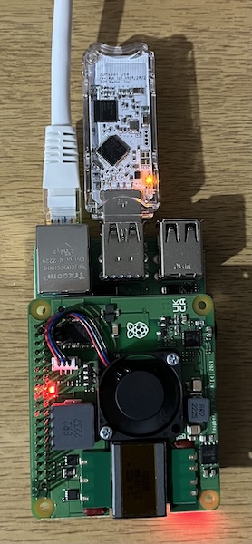 A hotspot based on a Raspberry Pi 4 plus a Zumspot USB and a PoE HAT for power.
