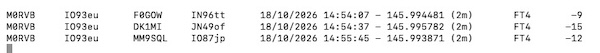 A screenshot of three lines of QSO detail