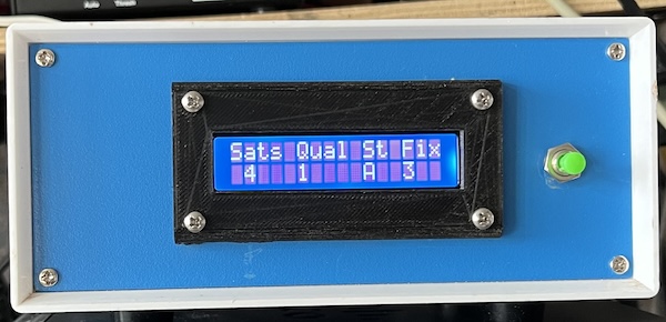 The display on the GPSDO module showing the number of satellites and quality of signal.